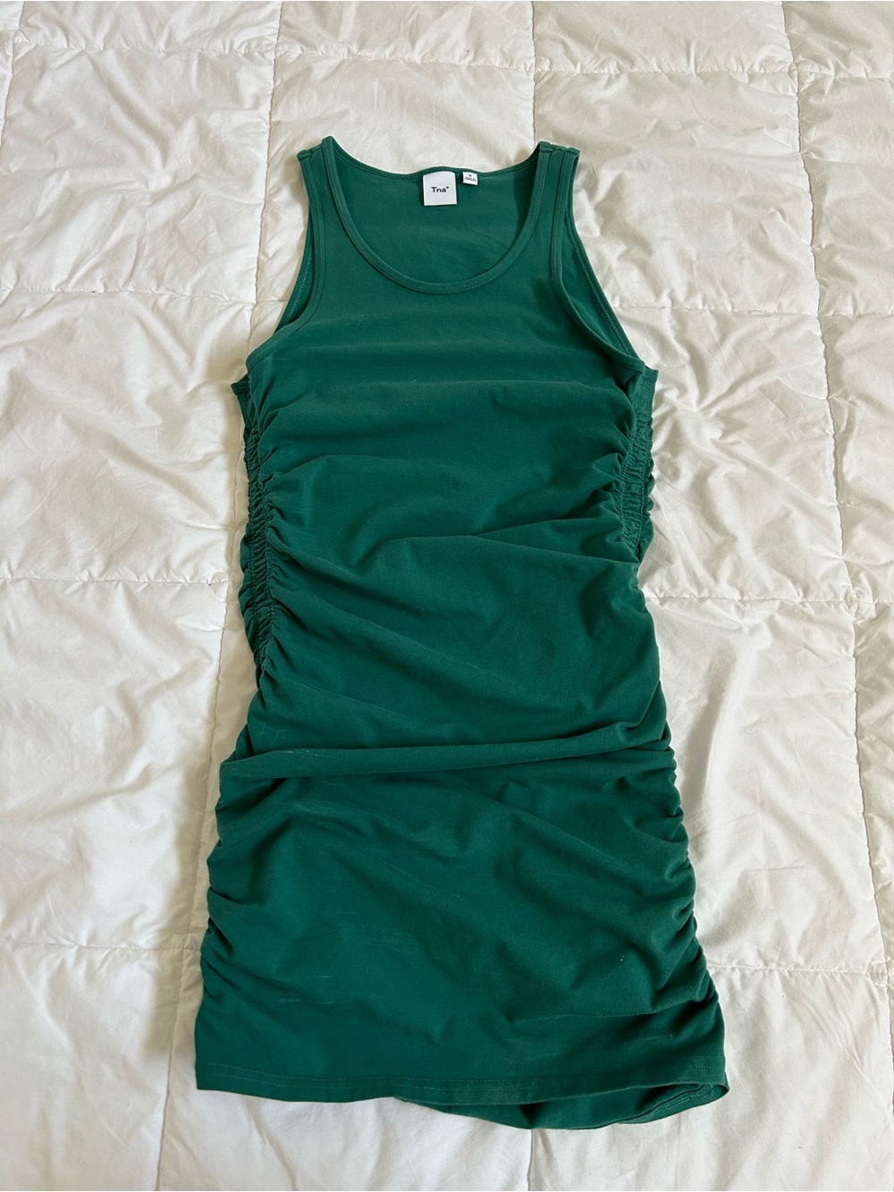 TNA Emerald Side-Ruched Tank Mini Dress